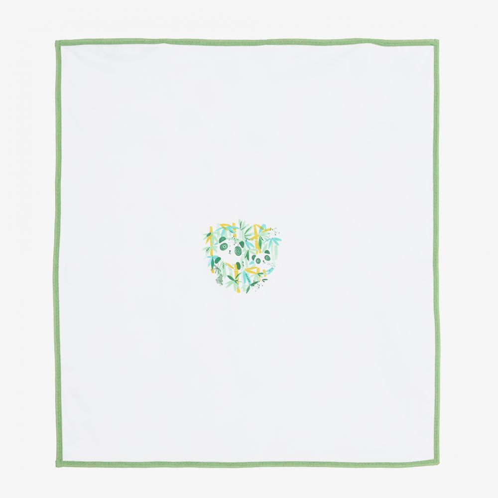 FS Baby - White & Green Blanket (80cm) | Childrensalon