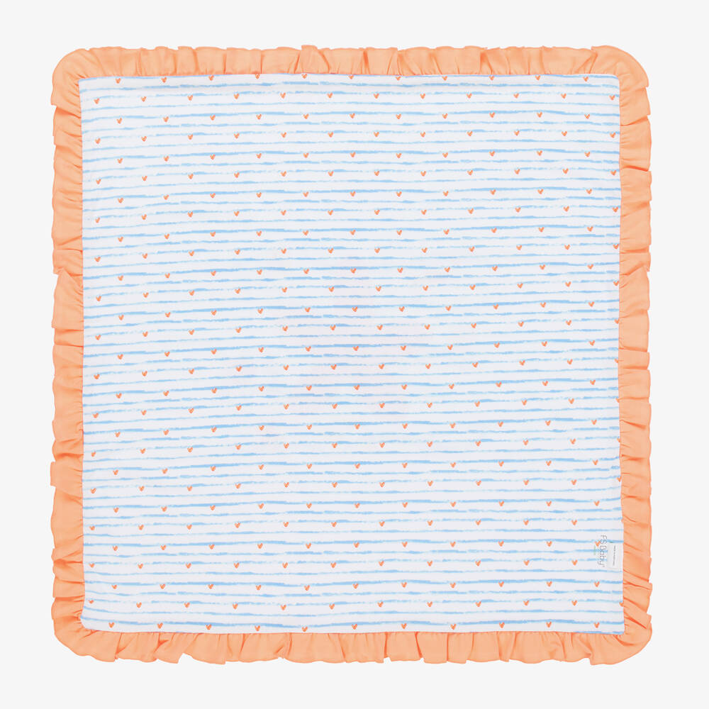 FS Baby-White & Orange Cotton Ocean Blanket | Childrensalon Outlet