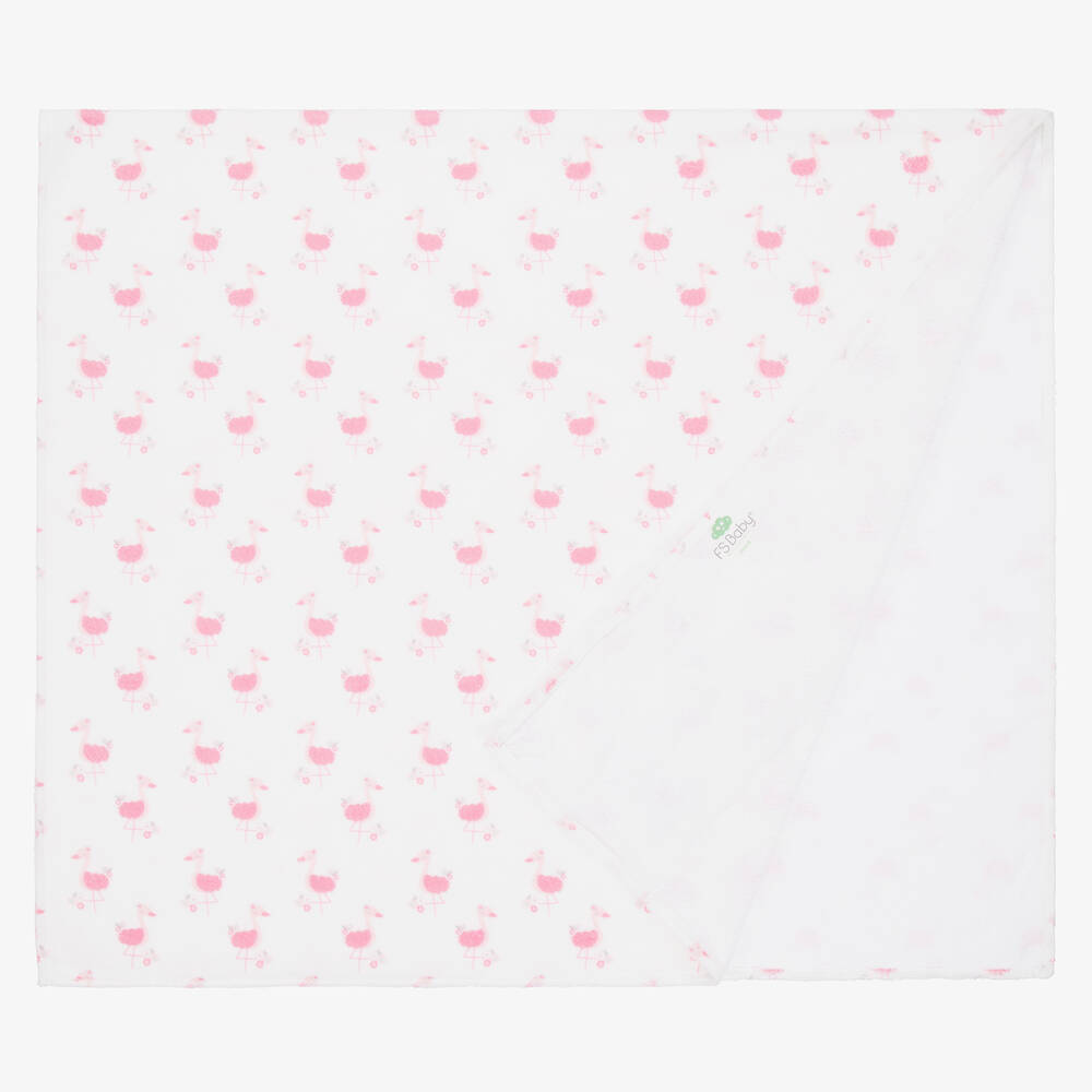 إف إس بيبي-White & Pink Baby Towel (135cm) | Childrensalon Outlet