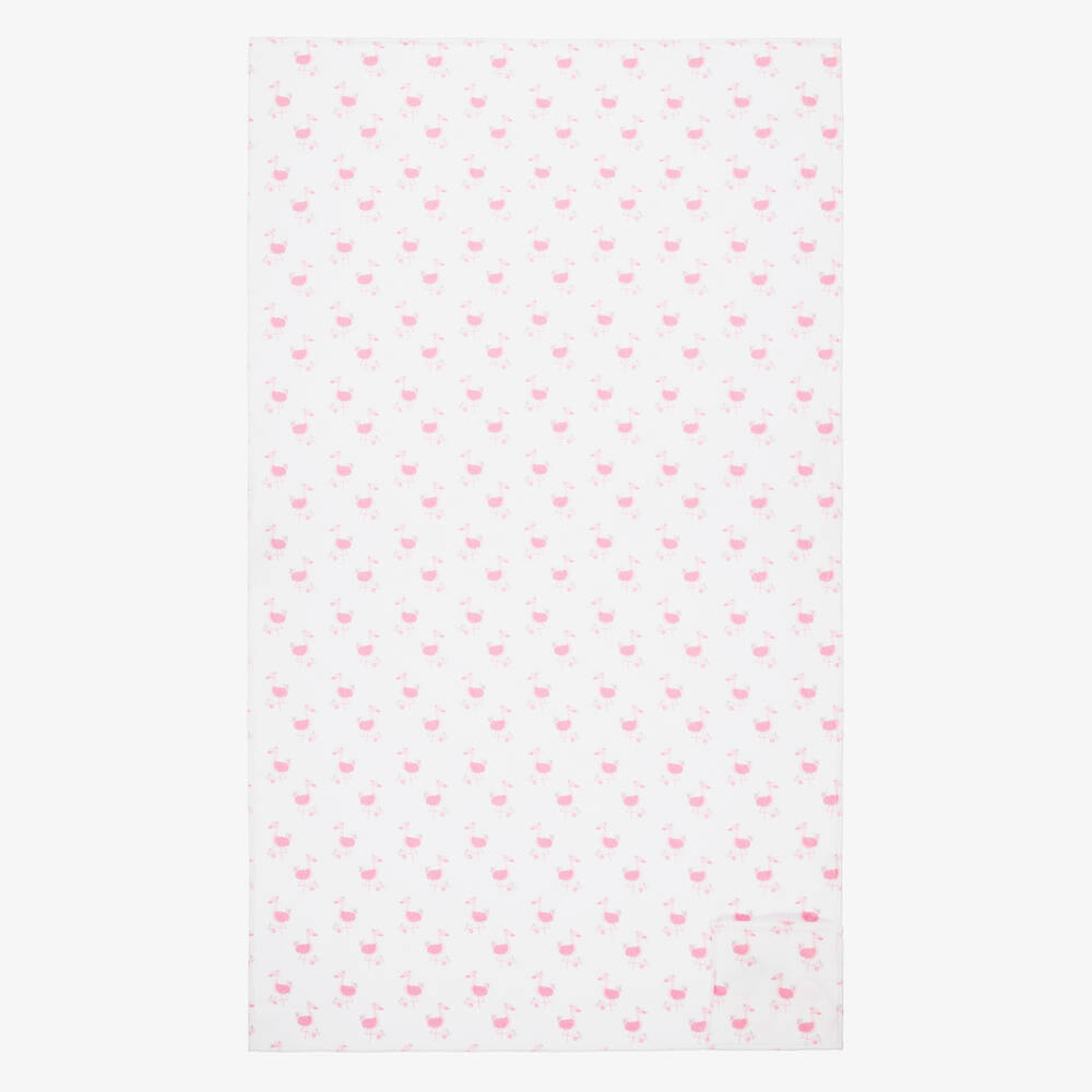 FS Baby-White & Pink Baby Towel (135cm) | Childrensalon Outlet