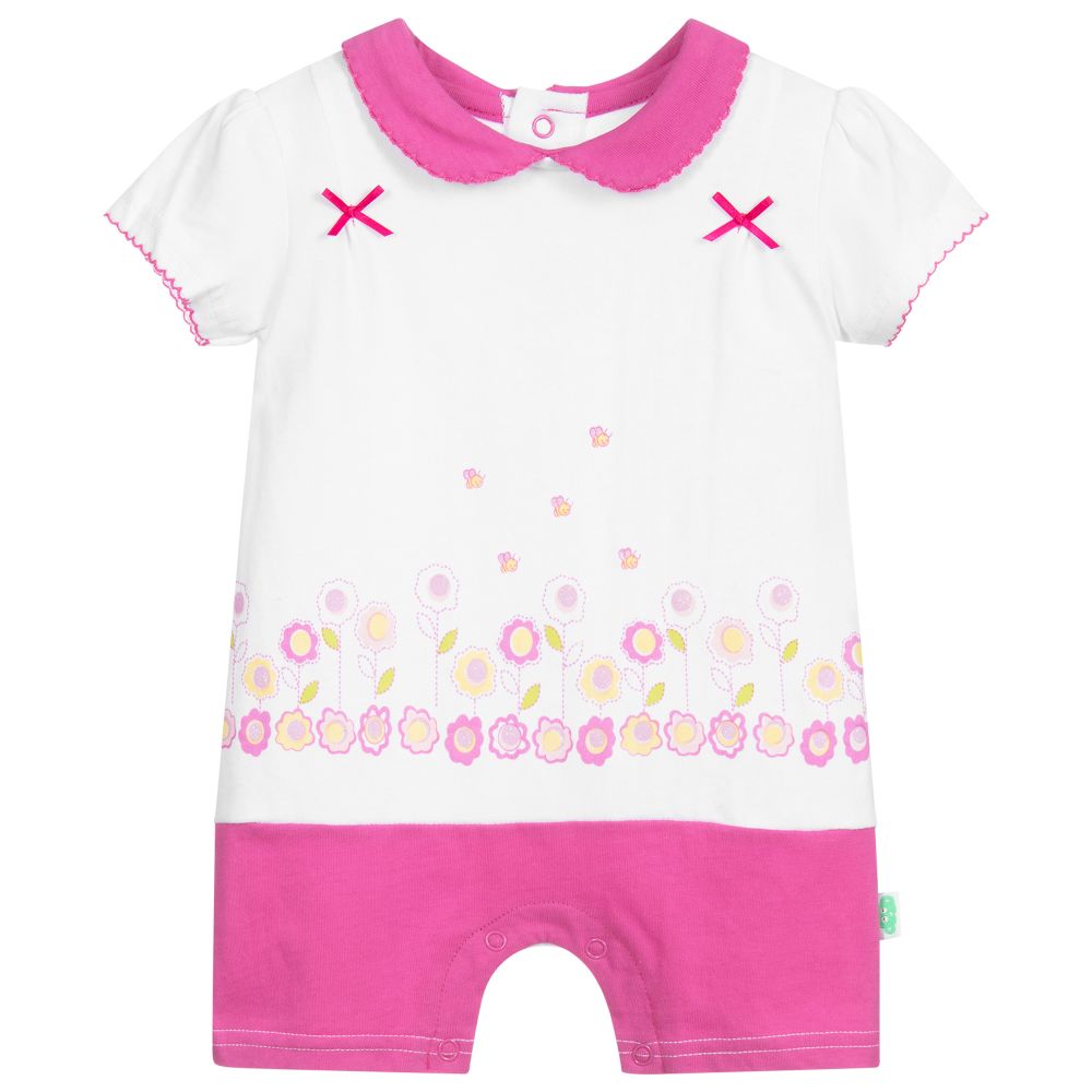 FS Baby - White & Pink Cotton Shortie | Childrensalon
