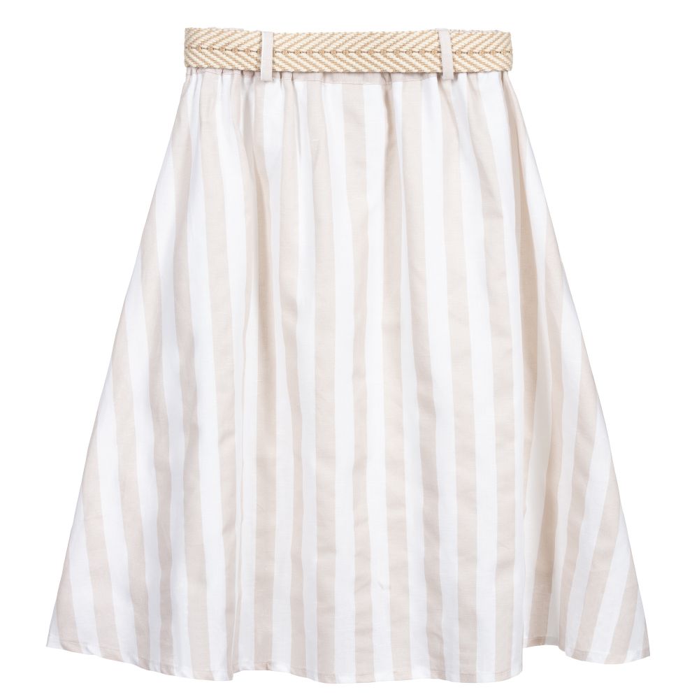 Fun & Fun-Бежево-белая льняная юбка | Childrensalon Outlet