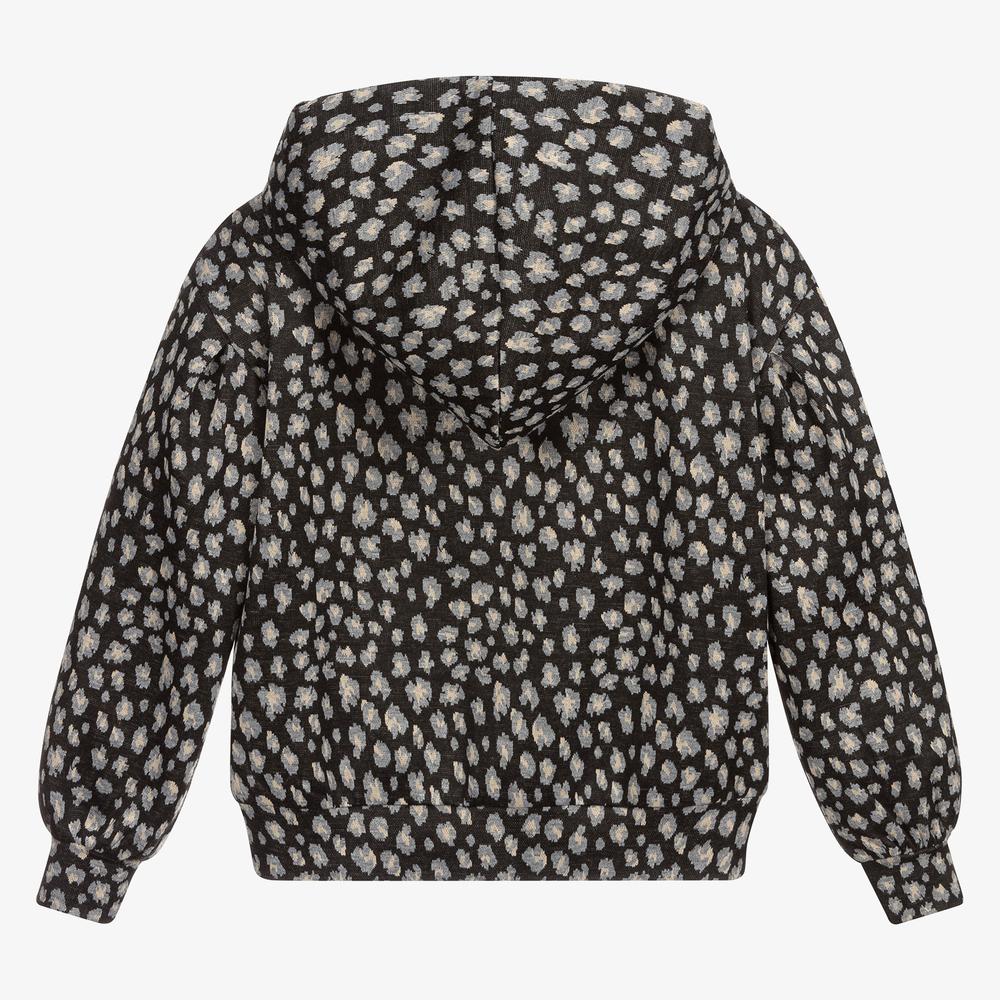 Fun & Fun Chic-توب بسحّاب قطن جيرسي لون أسود للبنات | Childrensalon Outlet