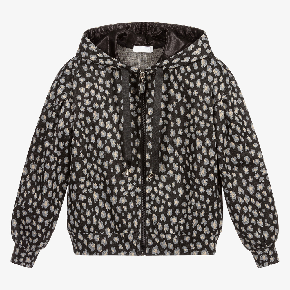 Fun & Fun Chic - Black Animal Print Zip-Up Top | Childrensalon