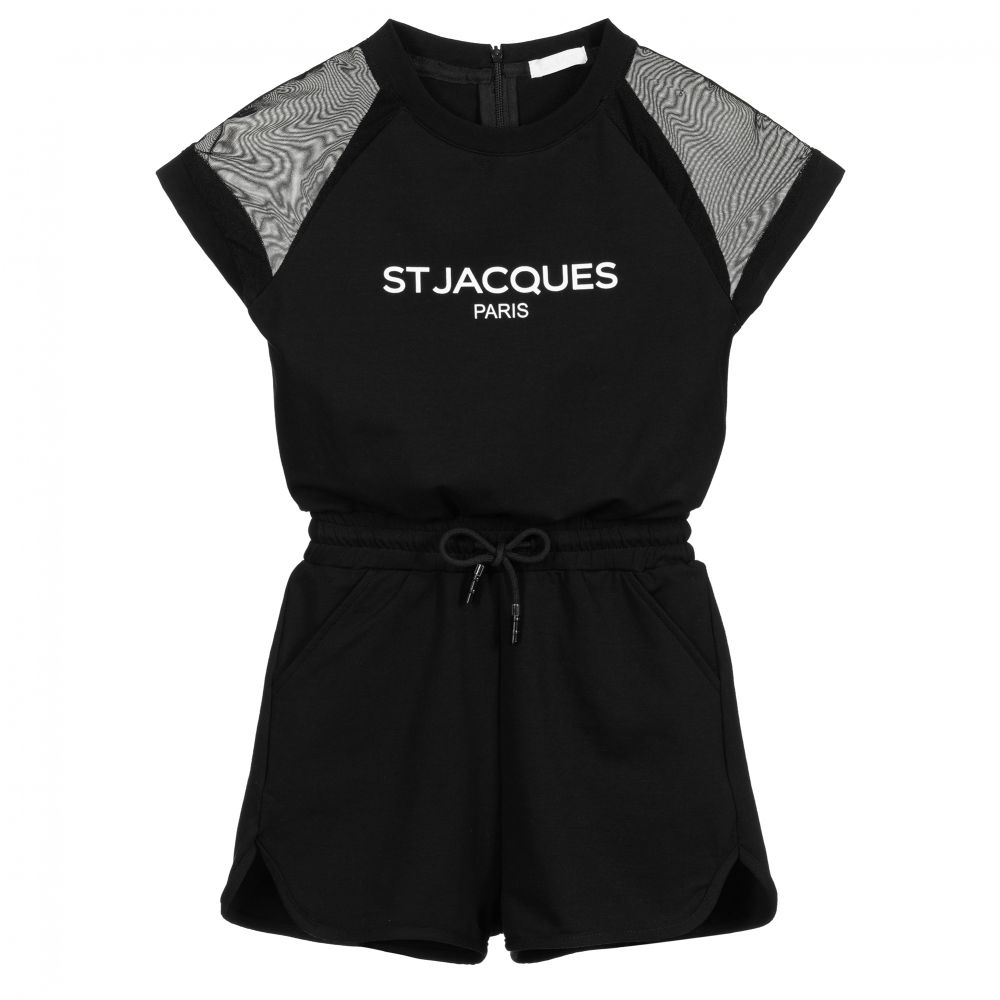 Fun & Fun Black Cotton Jersey Playsuit Childrensalon Outlet