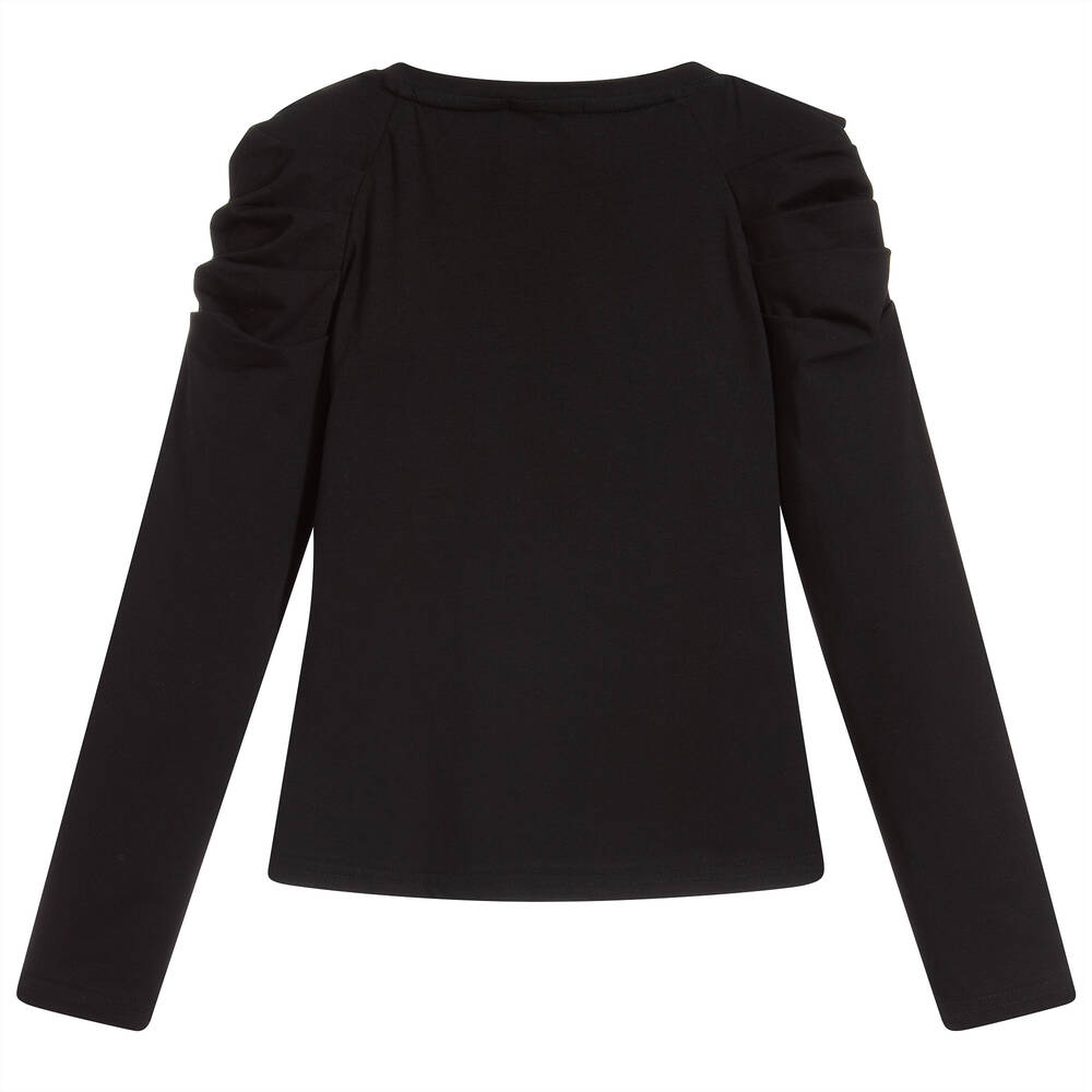 Fun & Fun-Черный топ из хлопкового джерси | Childrensalon Outlet