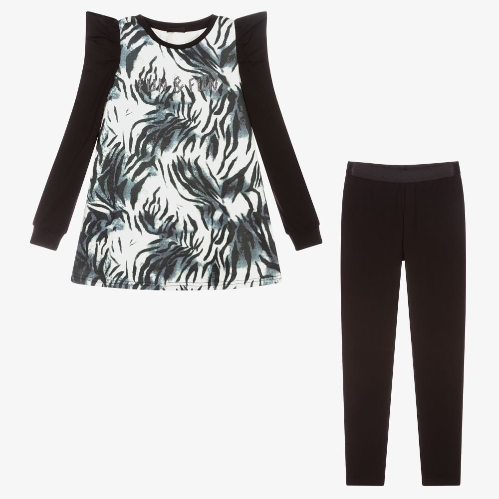 Fun & Fun-Black Dress & Leggings Set | Childrensalon Outlet