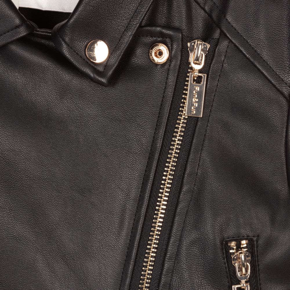 Fun & Fun - Black Faux Leather Jacket | Childrensalon Outlet