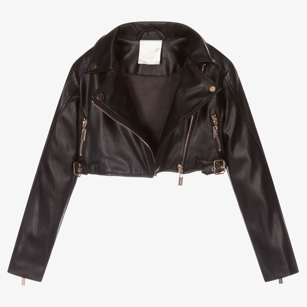 Fun & Fun-Black Faux Leather Jacket | Childrensalon Outlet