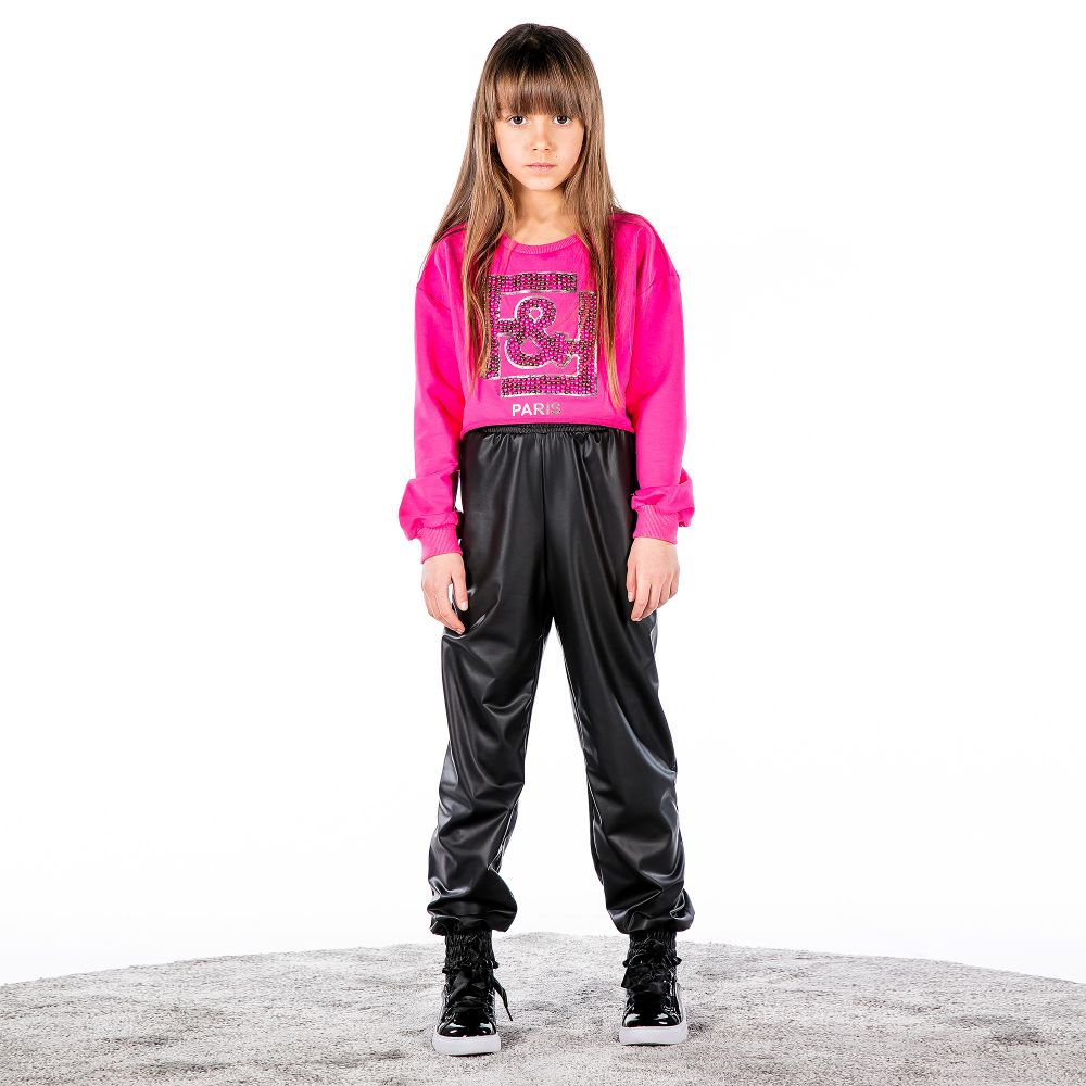 Fun Fun Black Faux Leather Trousers Childrensalon Outlet