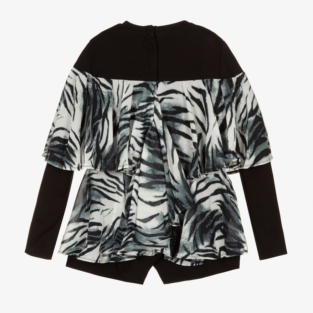 Fun & Fun-Black Jersey & Chiffon Playsuit | Childrensalon Outlet