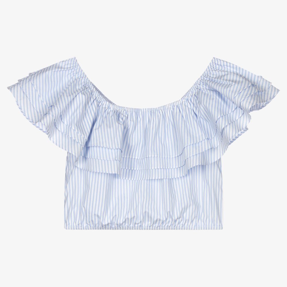 Fun & Fun - Blue Striped Cotton Blouse | Childrensalon