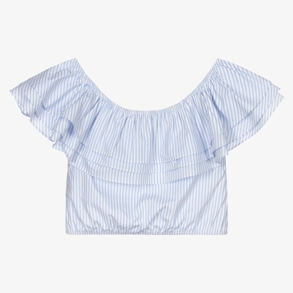 Fun & Fun-Blue Striped Cotton Blouse | Childrensalon Outlet