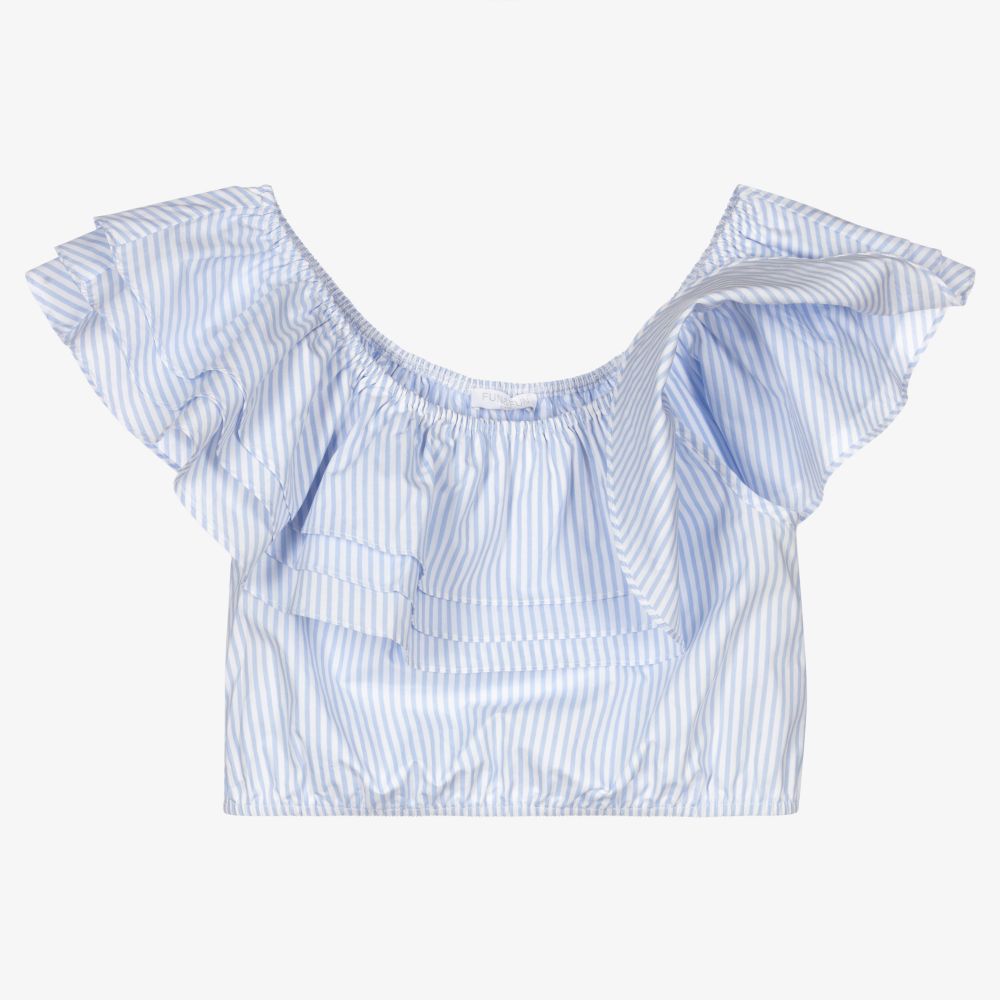 Fun & Fun-Blue Striped Cotton Blouse | Childrensalon Outlet
