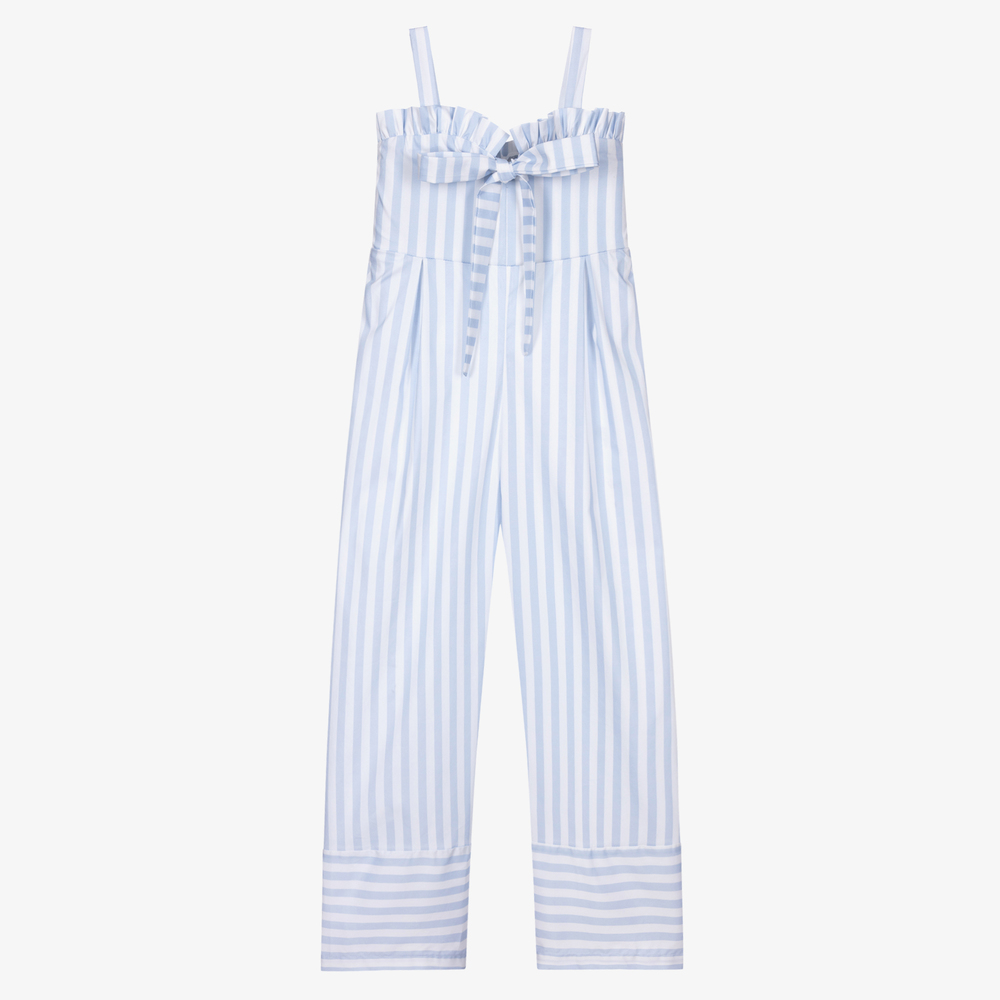 Fun & Fun - Blue Striped Cotton Jumpsuit | Childrensalon