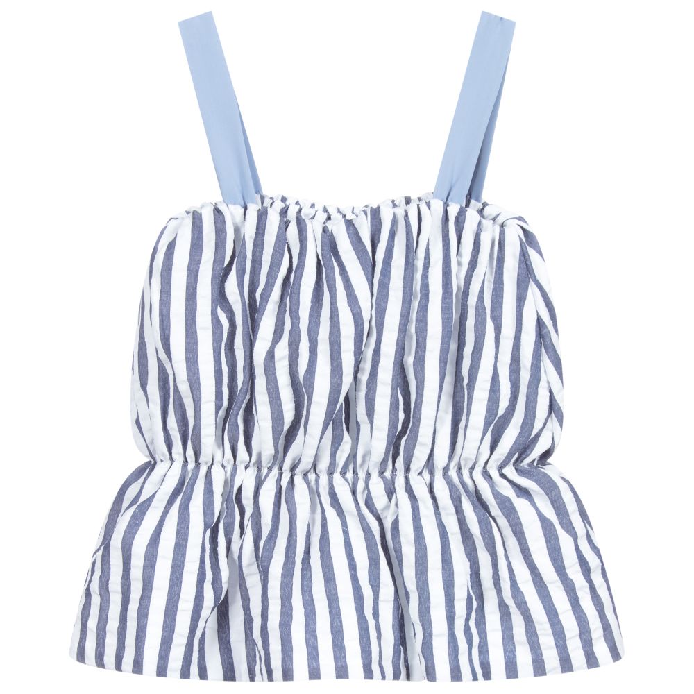 Fun & Fun - Blue & White Striped Top | Childrensalon