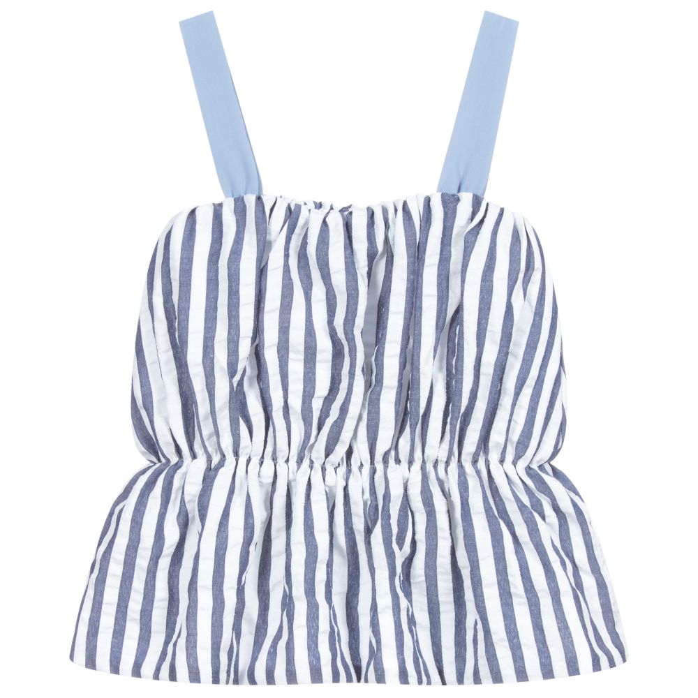 Fun & Fun-Белый топ в синюю полоску | Childrensalon Outlet