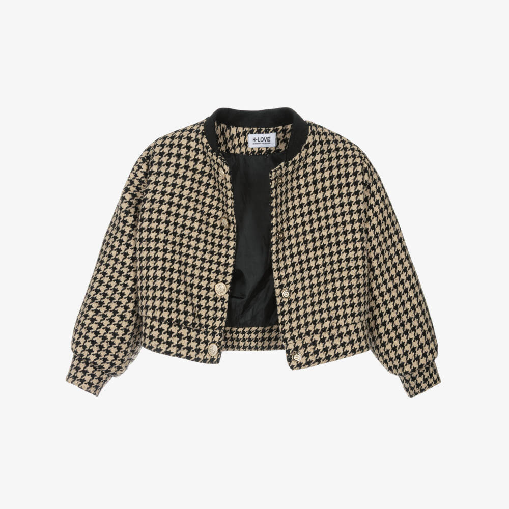 Fun & Fun-جاكيت تويد بيج وأسود للبنات | Childrensalon Outlet