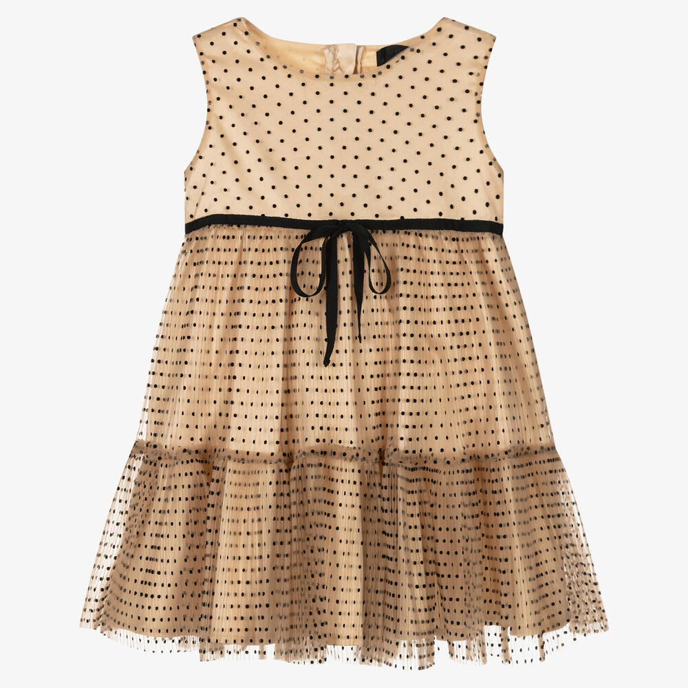 Fun & Fun - Girls Beige & Black Tulle Dress | Childrensalon