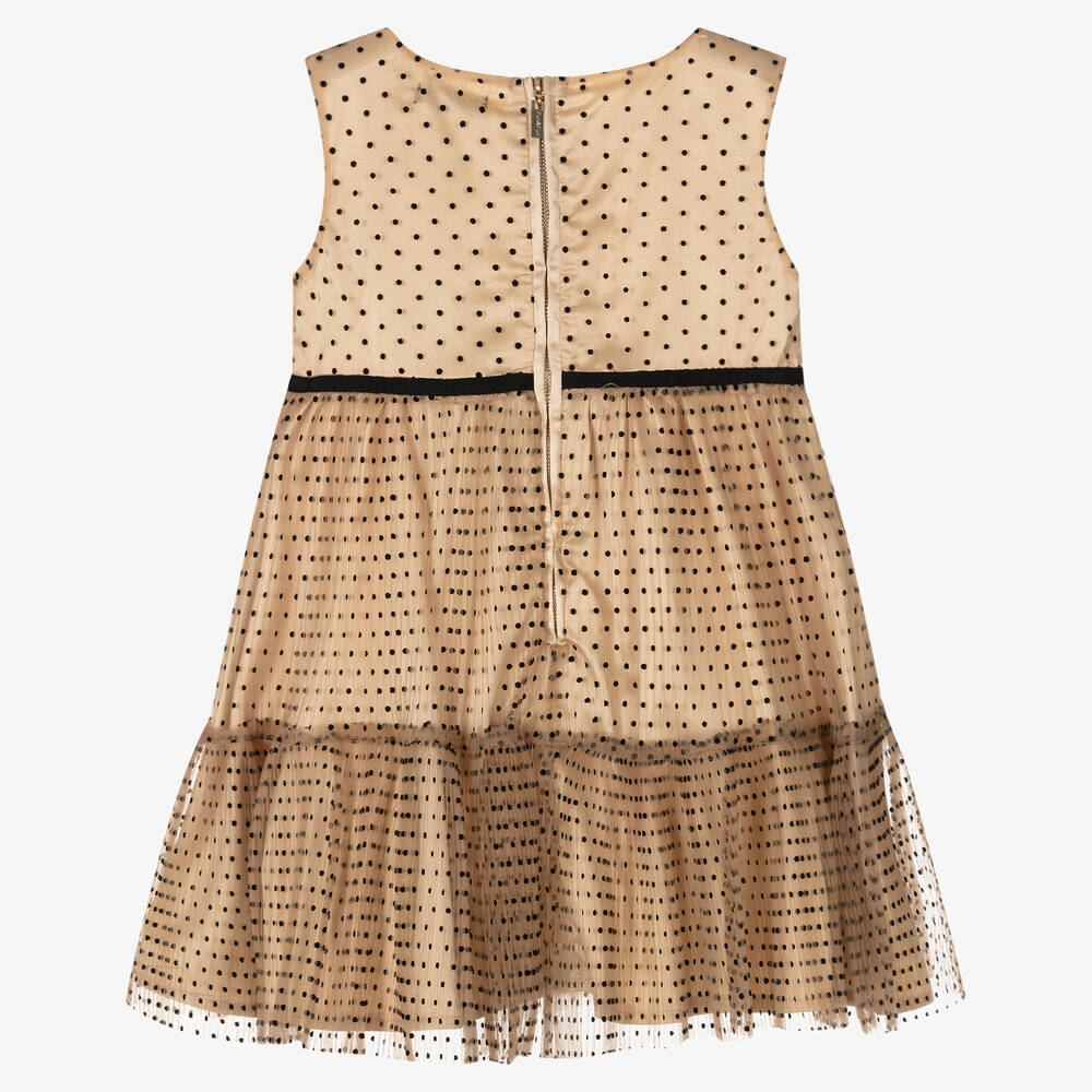 Fun & Fun-Girls Beige & Black Tulle Dress | Childrensalon Outlet