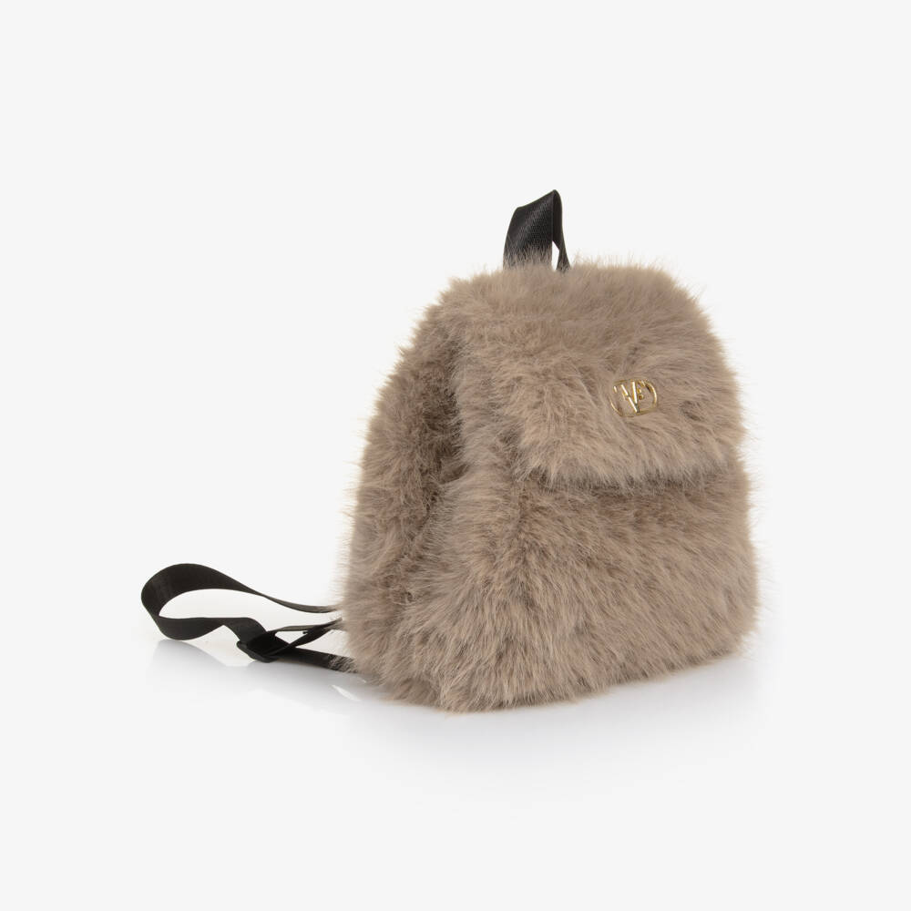 Fun & Fun-Girls Beige Faux Fur Backpack (30cm) | Childrensalon Outlet