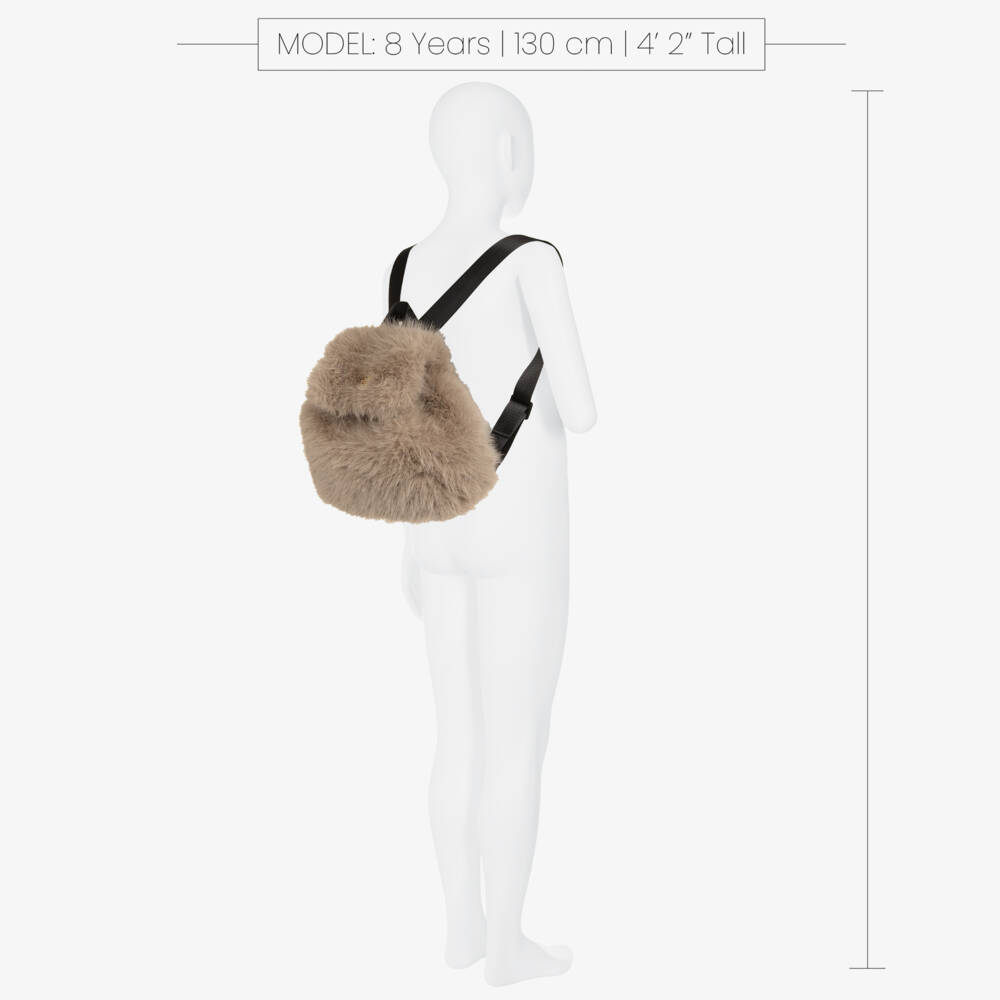 Fun & Fun-Girls Beige Faux Fur Backpack (30cm) | Childrensalon Outlet