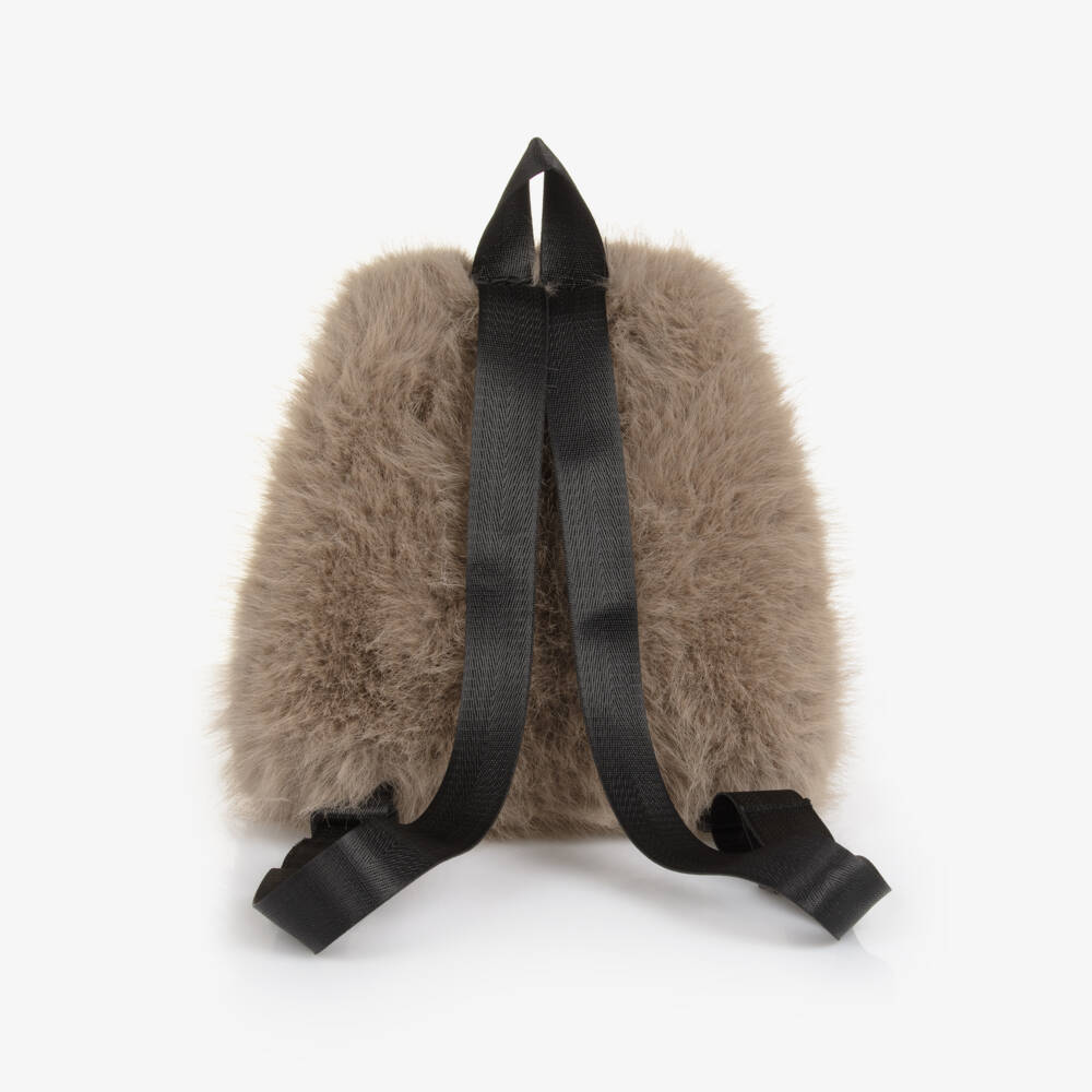 Fun & Fun-Girls Beige Faux Fur Backpack (30cm) | Childrensalon Outlet