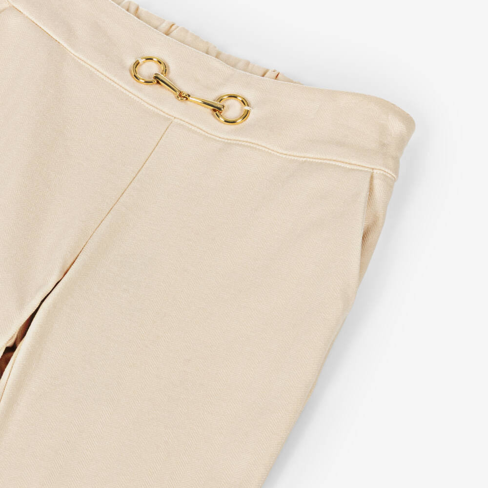 Fun & Fun-بنطلون بيج للبنات من الجيرسيه مع لمسة ذهبية | Childrensalon Outlet