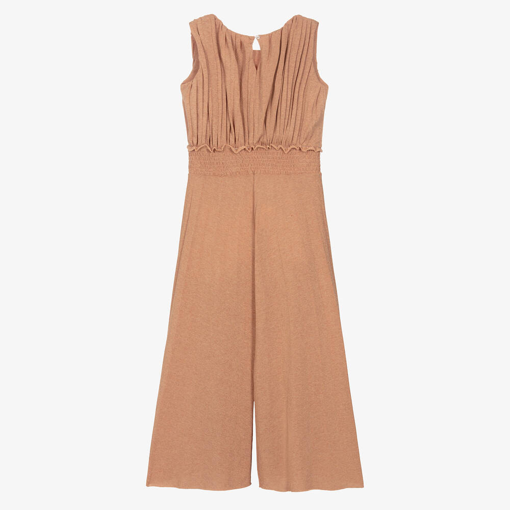 Fun & Fun-Girls Beige Sparkly Wide Leg Jumpsuit | Childrensalon Outlet