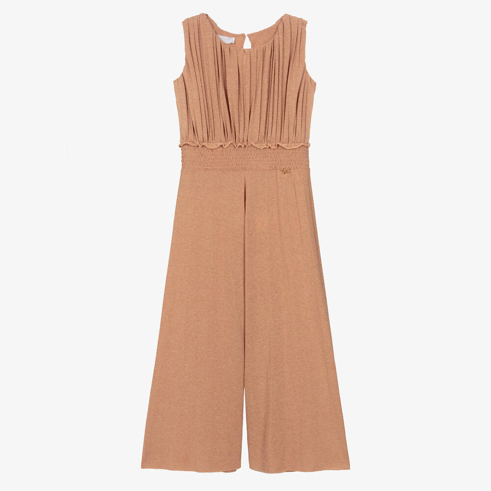 Fun & Fun-Girls Beige Sparkly Wide Leg Jumpsuit | Childrensalon Outlet