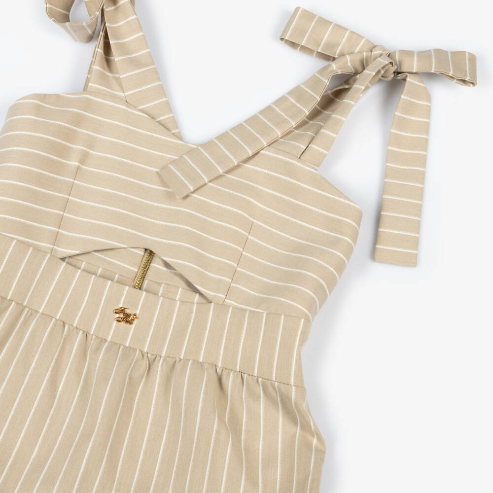 Fun & Fun Couture-فستان بيج مخطط للبنات مع فيونكة | Childrensalon Outlet