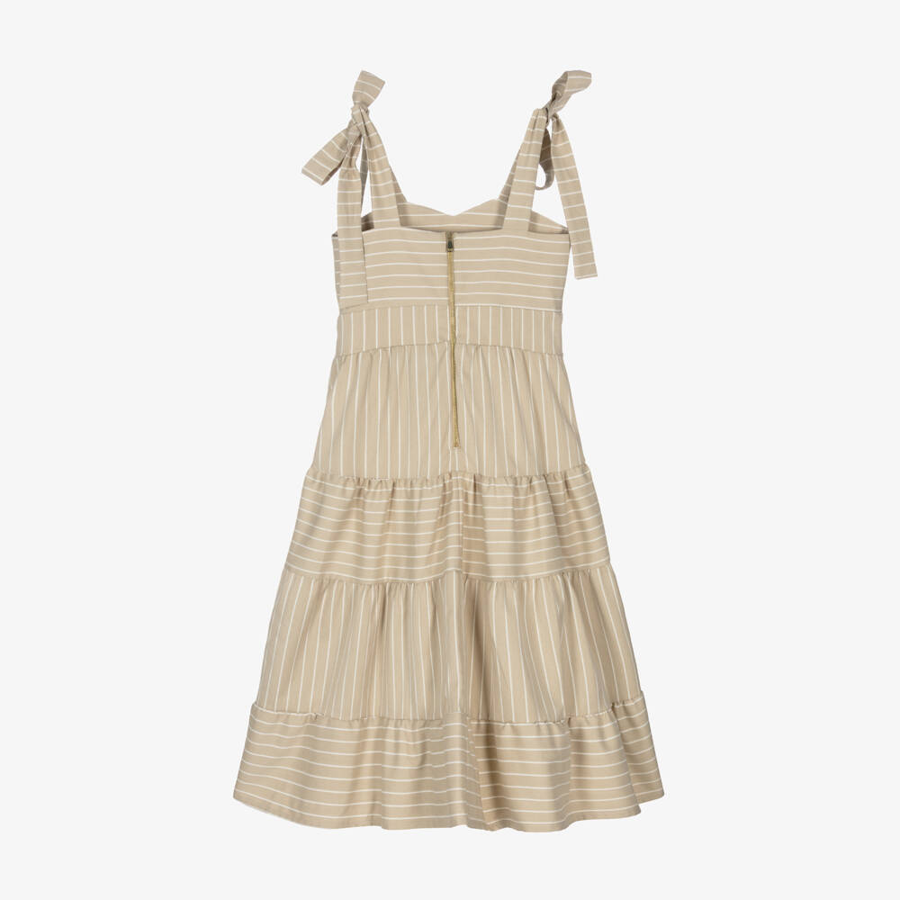 Fun & Fun Couture-فستان بيج مخطط للبنات مع فيونكة | Childrensalon Outlet