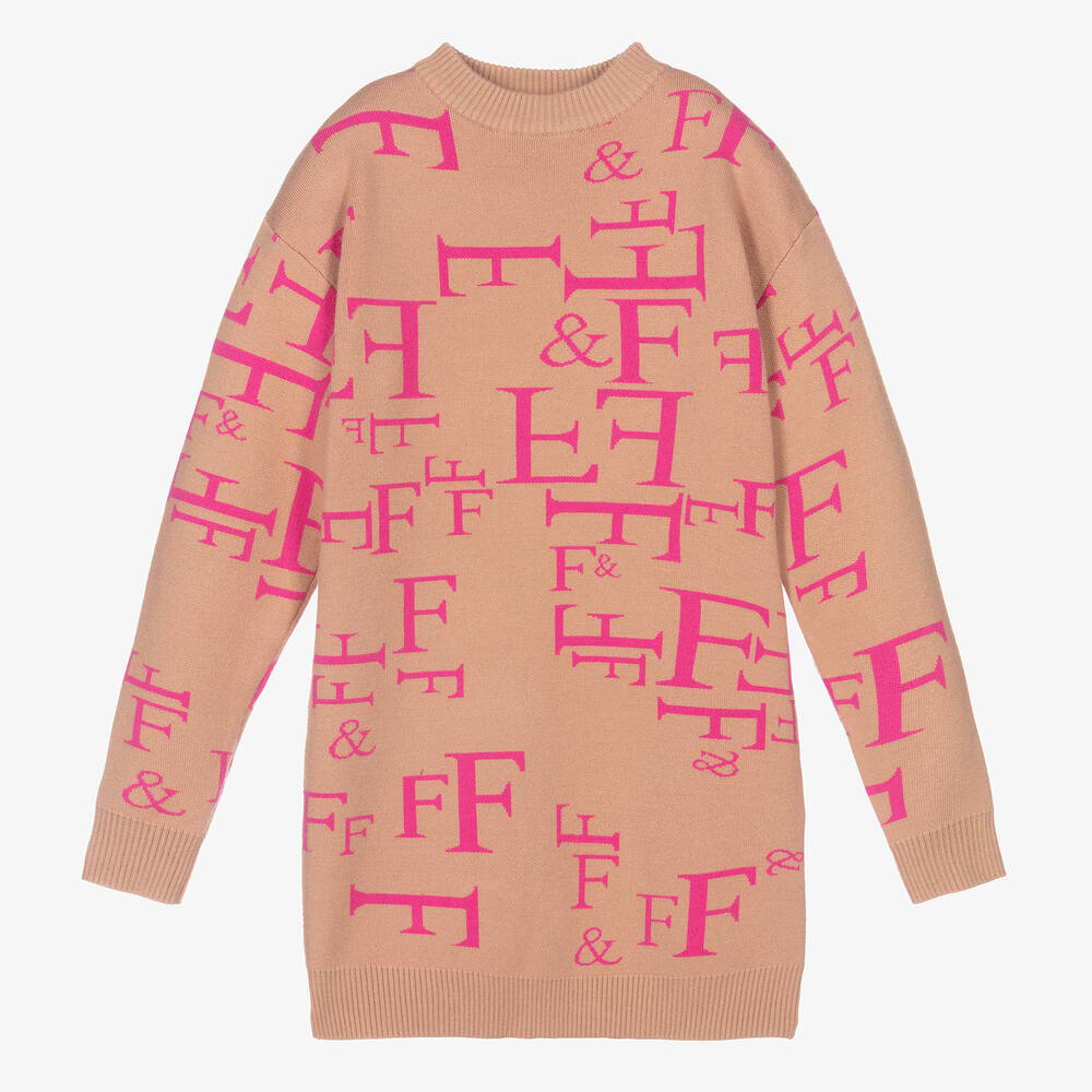 Fun & Fun - Бежевое платье-свитер для девочек | Childrensalon