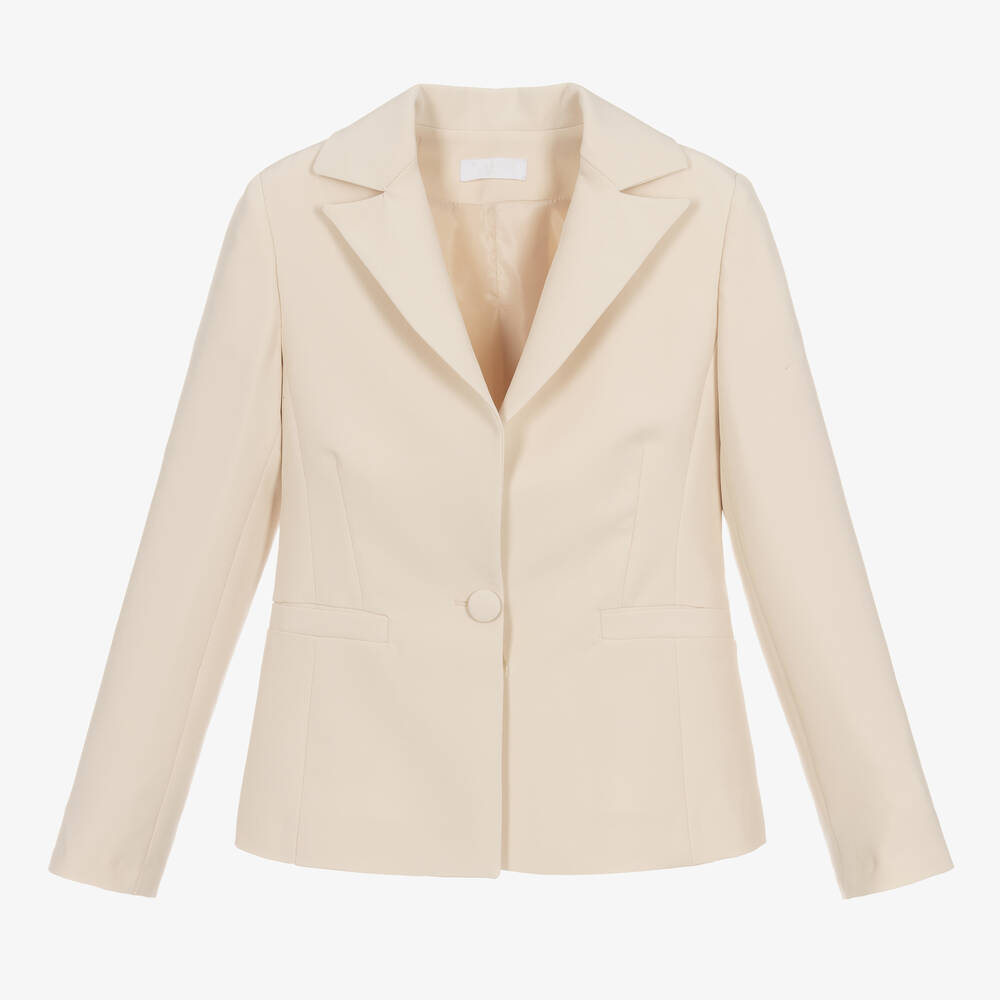 Fun & Fun - Girls Beige Twill Blazer | Childrensalon