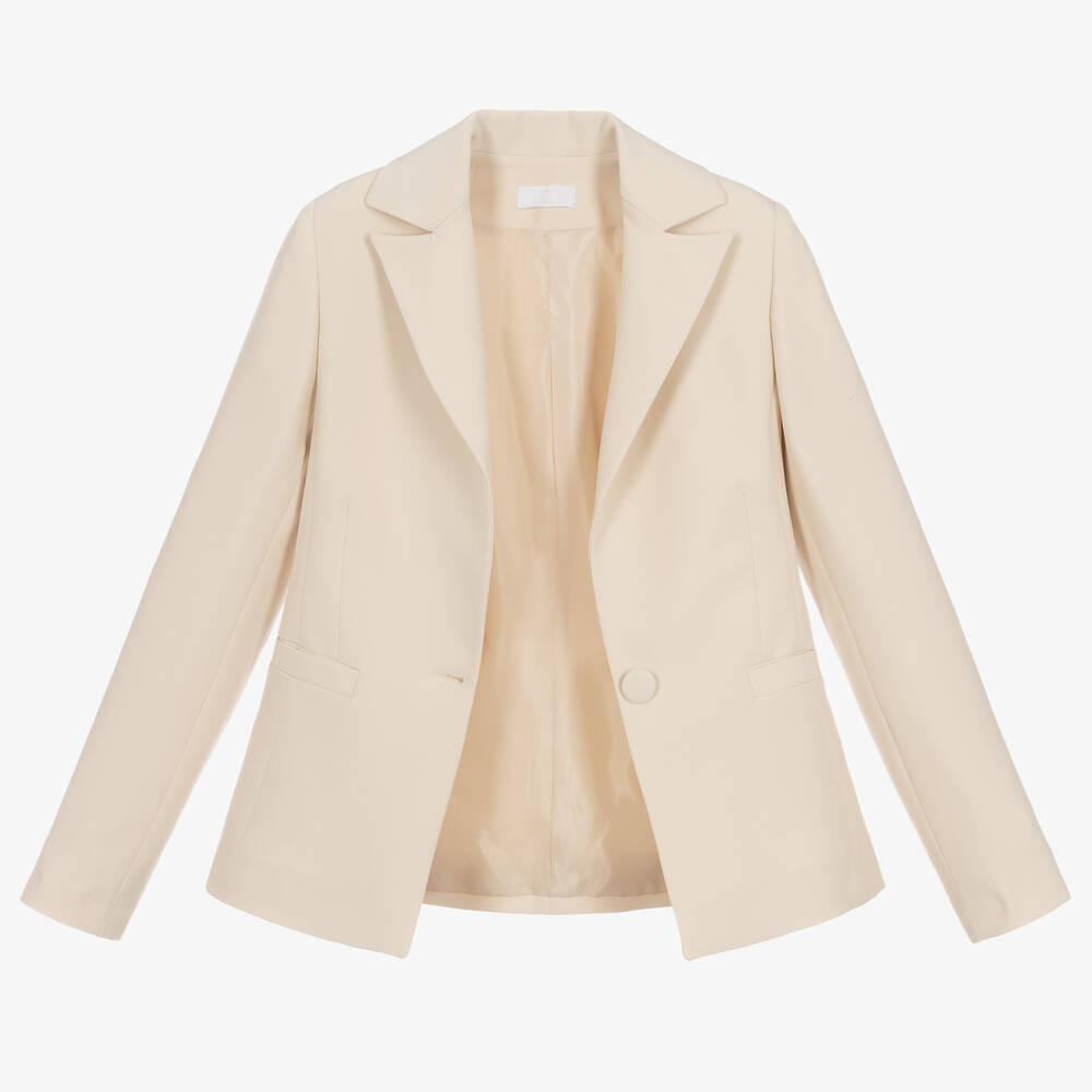 Fun & Fun-Girls Beige Twill Blazer | Childrensalon Outlet