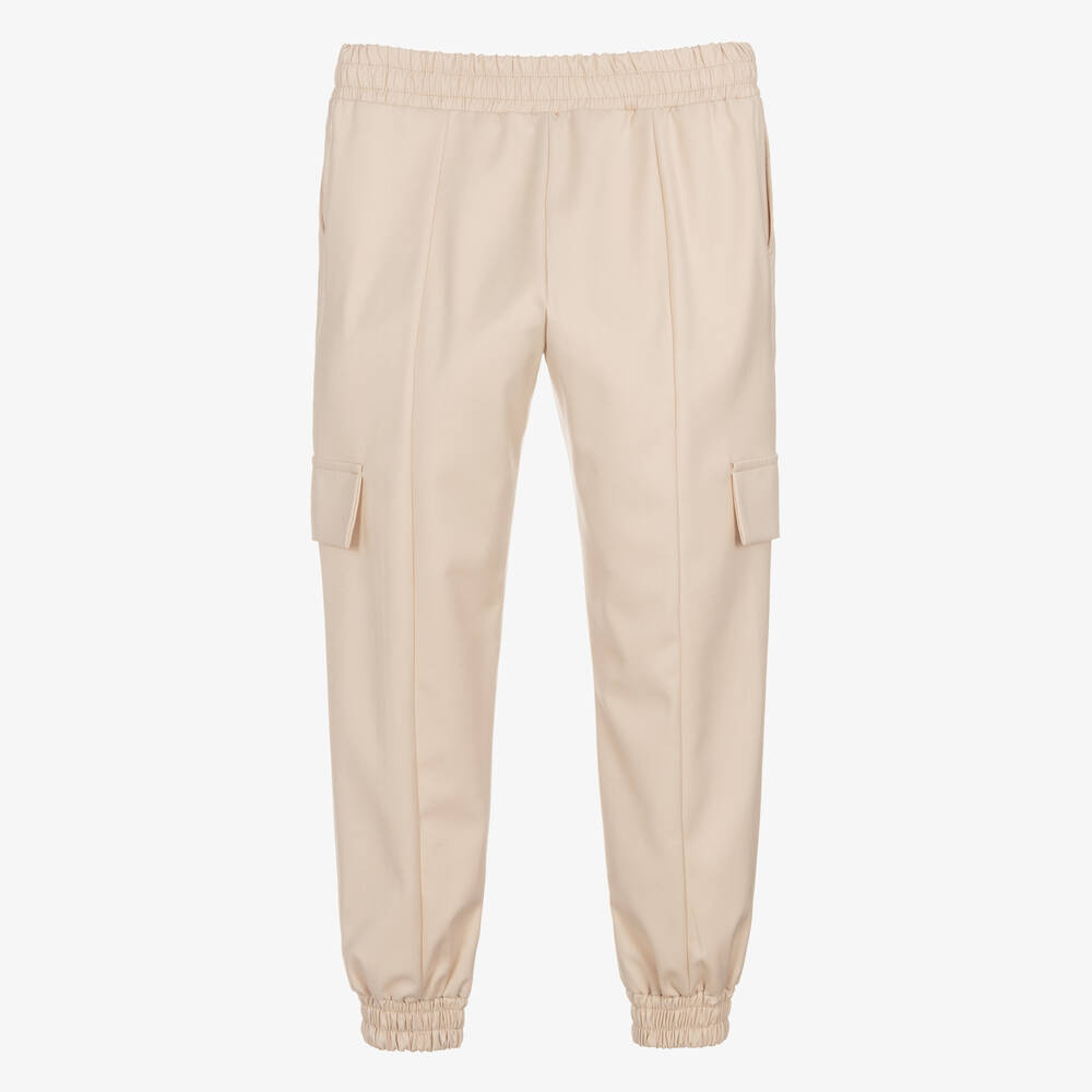 Fun & Fun Chic-Girls Beige Twill Cargo Trousers | Childrensalon Outlet
