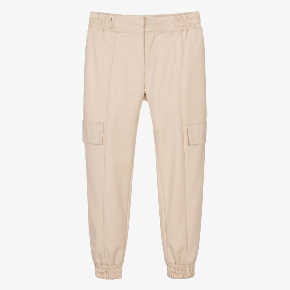 Fun & Fun Chic-Girls Beige Twill Cargo Trousers | Childrensalon Outlet