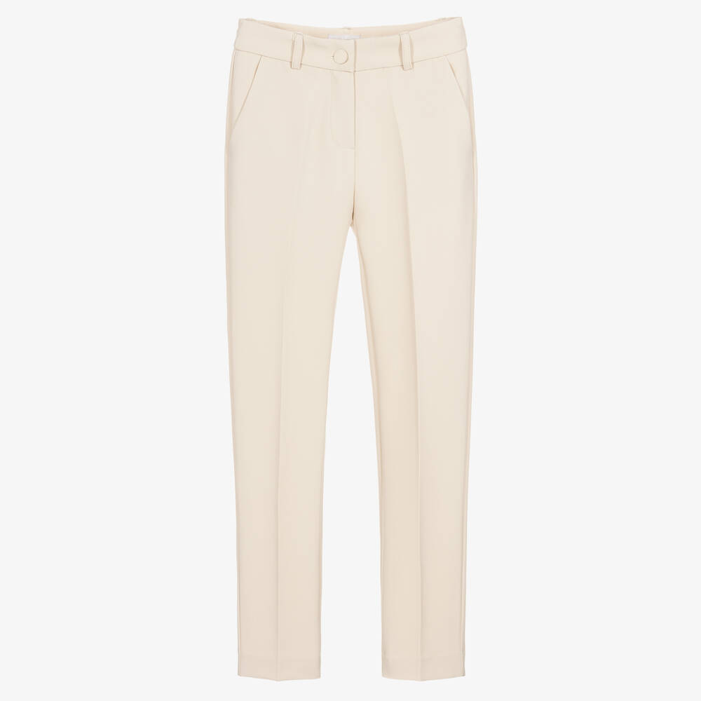 Fun & Fun Chic-Girls Beige Twill Trousers  | Childrensalon Outlet
