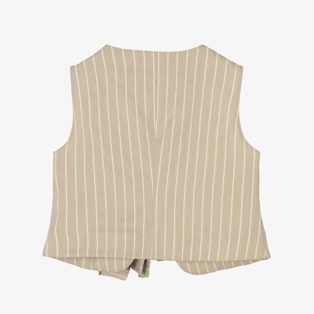 Fun & Fun-سترة مخططة عمودية باللون البيج للبنات | Childrensalon Outlet