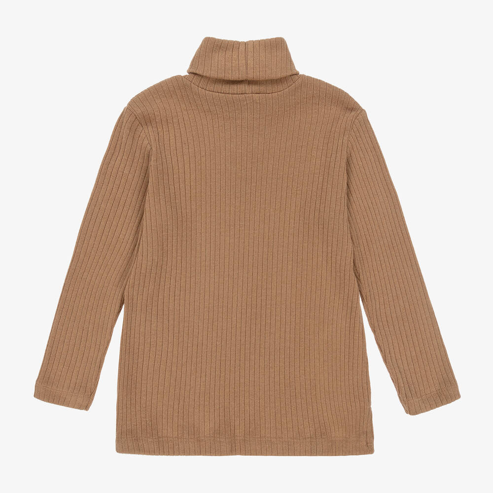 Fun & Fun Chic-Girls Beige Viscose Polo Neck Jumper | Childrensalon Outlet