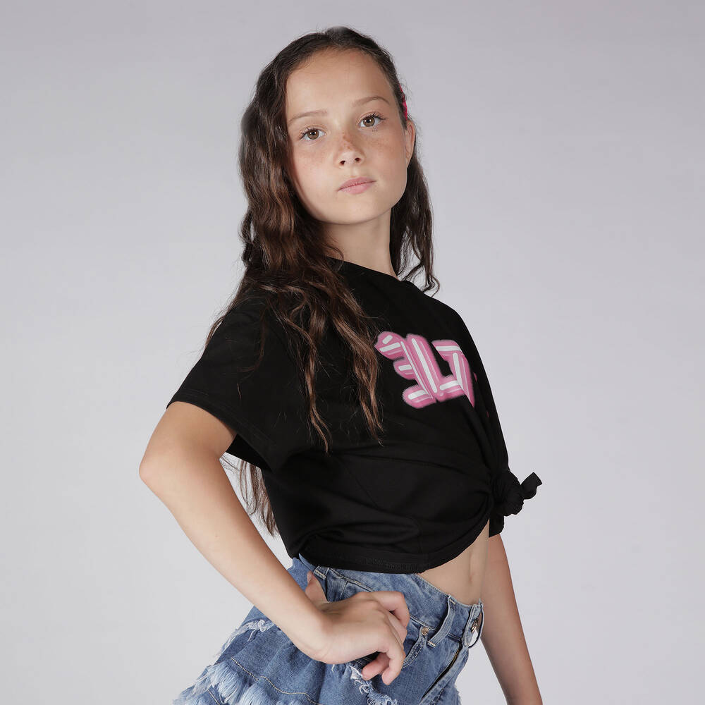 Fun & Fun-Girls Black Boxy T-Shirt | Childrensalon Outlet