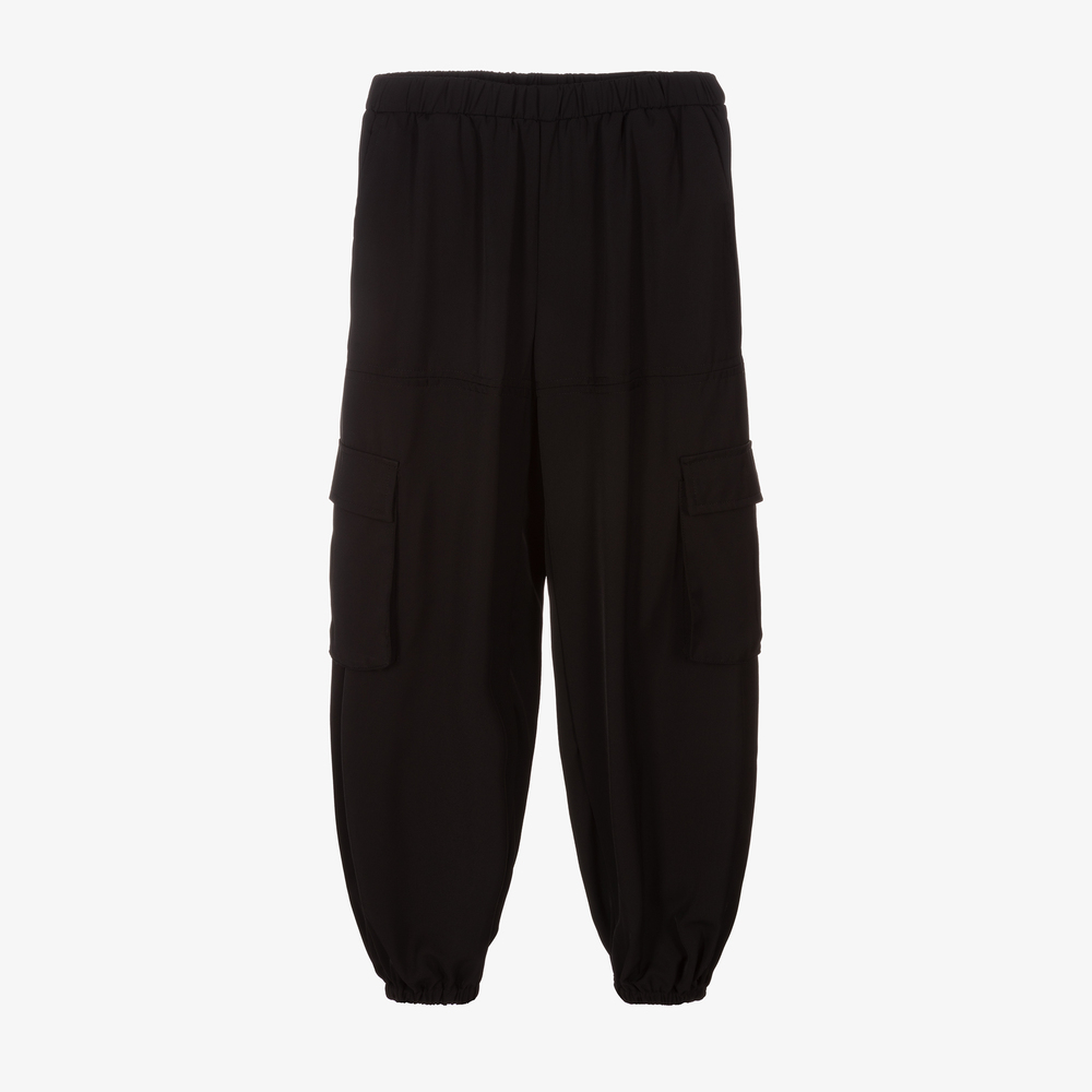 Girls Black Cargo Trousers