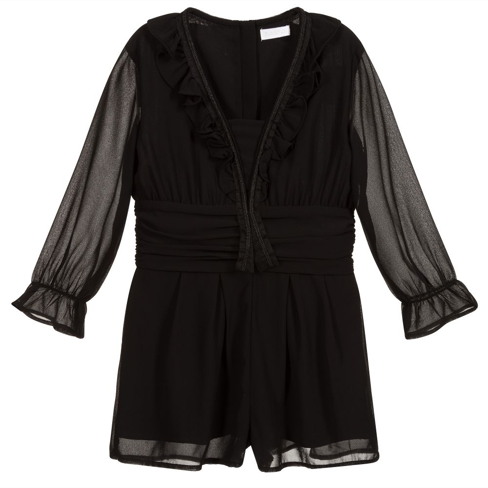 Fun & Fun Couture - Girls Black Chiffon Playsuit | Childrensalon