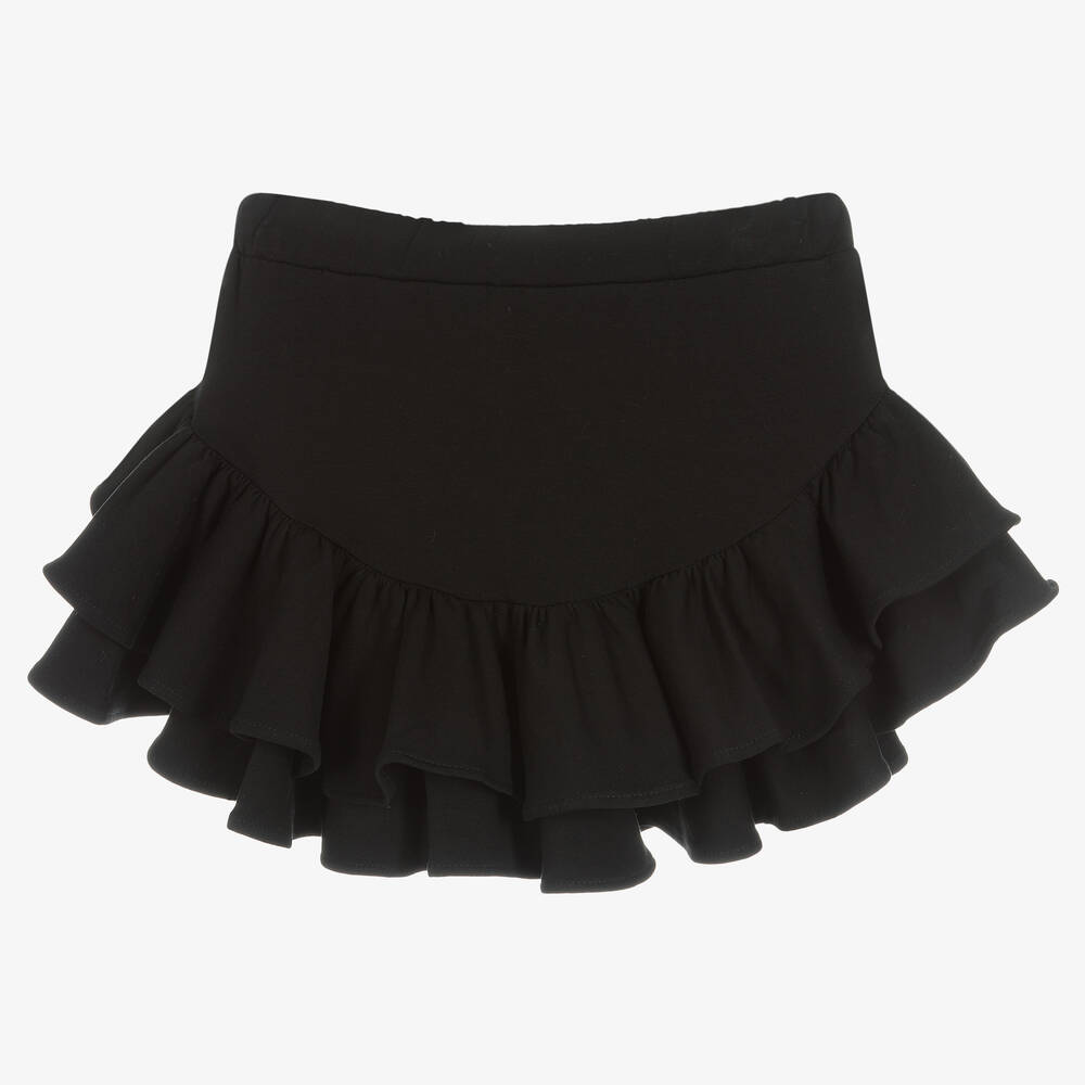 Girls Black Cotton Jersey Skirt