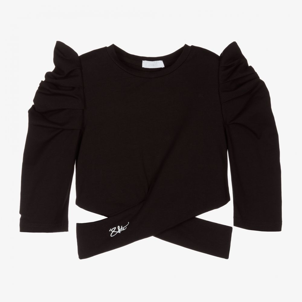 Fun & Fun-Girls Black Cotton Jersey Top | Childrensalon Outlet