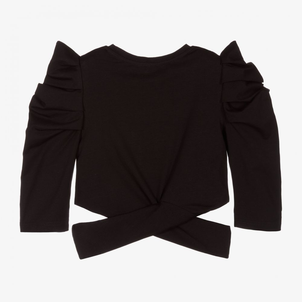 Fun & Fun-Черный топ из хлопкового джерси для девочек | Childrensalon Outlet