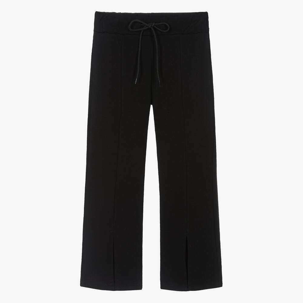 Fun & Fun - Girls Black Cotton Jersey Trousers  | Childrensalon