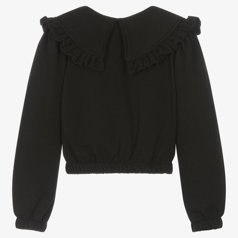 Fun Fun Chic Girls Black Cotton Ruffle Sweatshirt