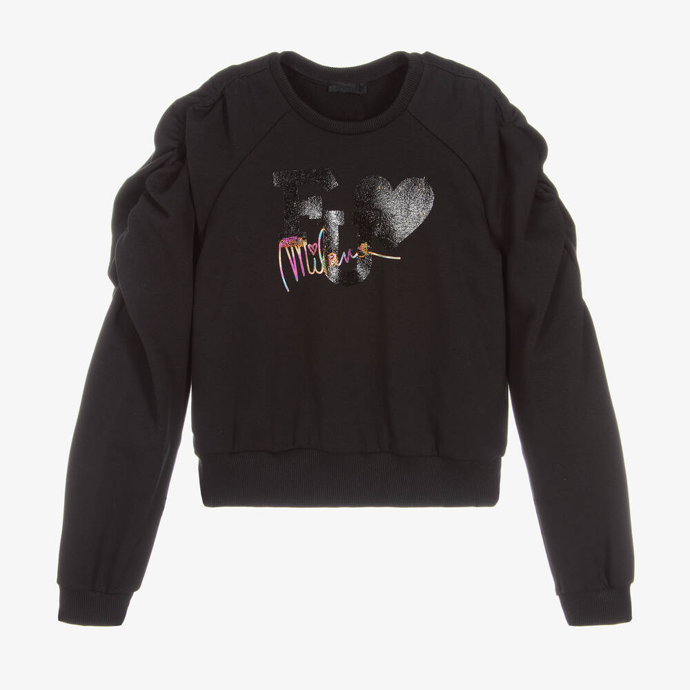 Fun & Fun - Girls Black Cotton Sweatshirt | Childrensalon