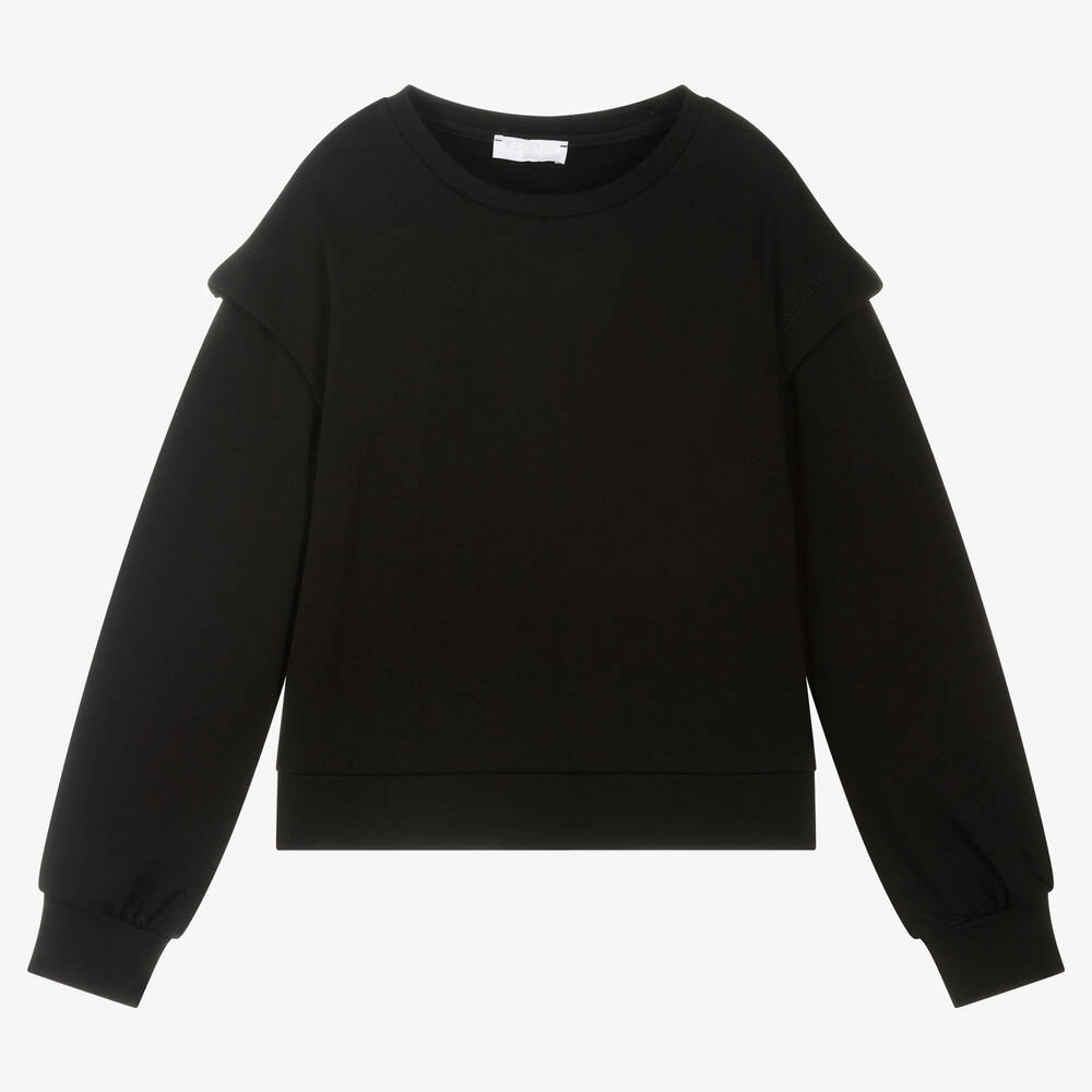 Fun & Fun-Girls Black Cotton Sweatshirt | Childrensalon Outlet